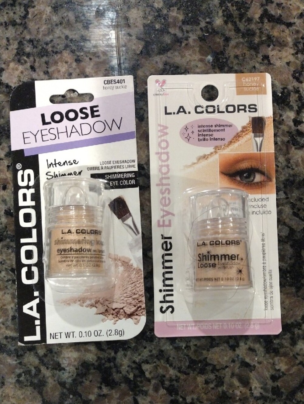 Lot of 2 L.A. COLORS Shimmer Loose Eyeshadow both Honey Suckle Gold new 0.10 oz